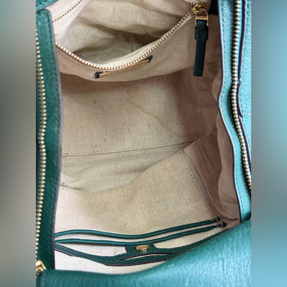 Tory Burch Half Moon Satchel in Green Pebbled Leather - Picture 13 of 13